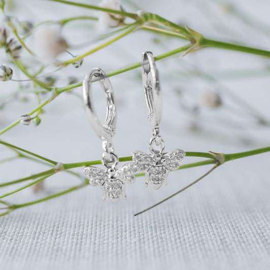 Glee Silver Plated Bee Shiny Hoops