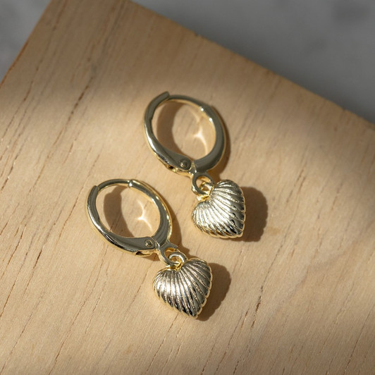 Glee Gold Plated Costal Love Heart Hoops