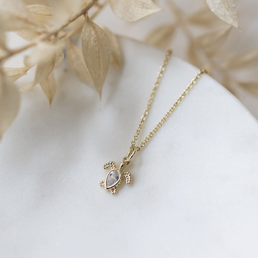Glee Gold Plated Turtle Treasure Necklace
