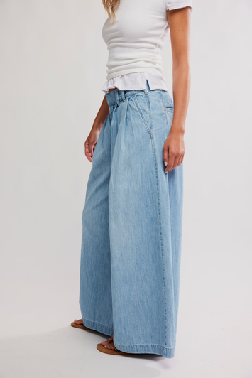 Free People Scout Wide Leg Pants California Blue