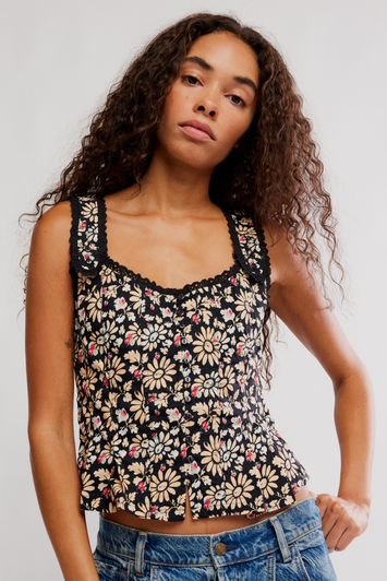 Free People Bridgette Corset Top Black Combo