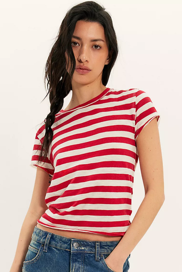 Free People Nora Tee Red Combo