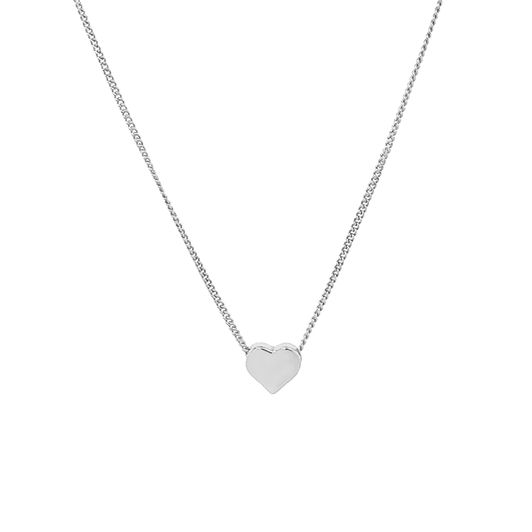 House of Jewellery Heart Charm Necklace Rhodium Plated