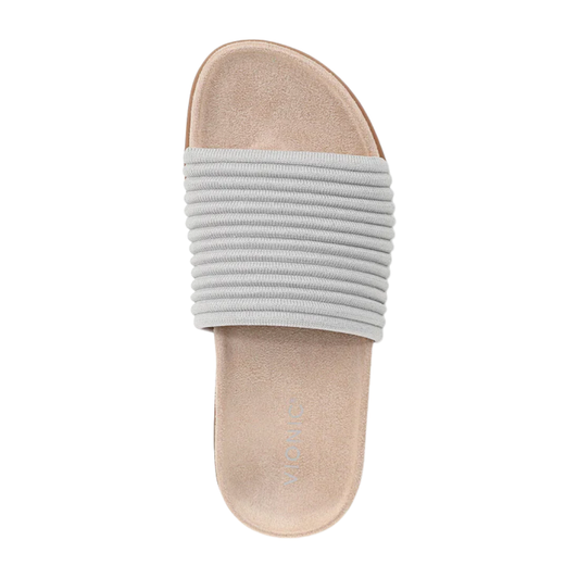 Vionic Ellie Evie Knit Slides Vapor Grey Silver