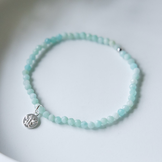 Glee Silver Plated Baby Bee Bracelet Amazonite