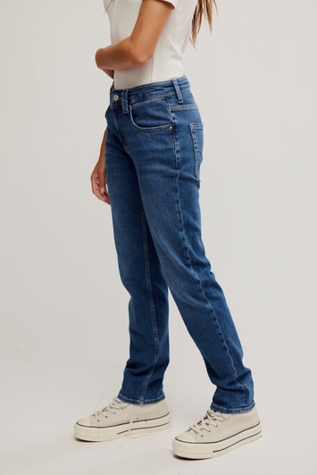 Free People Oracle Low-Rise Slim Straight Jeans Sky's the Limit