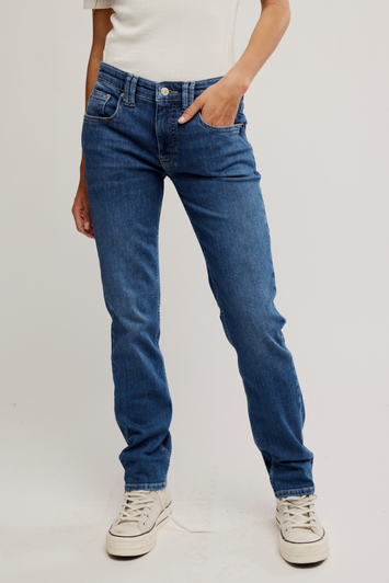 Free People Oracle Low-Rise Slim Straight Jeans Sky's the Limit