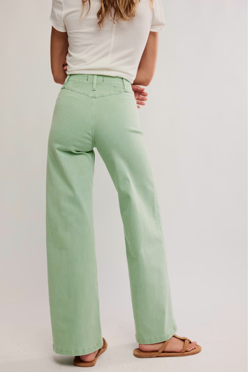 Free People Libre Wide Leg Jeans Cameo Green