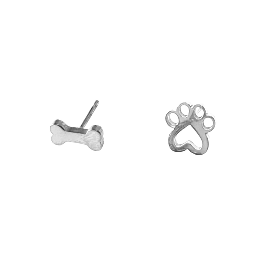 Royce & Oak Bone & Paw Studs Silver
