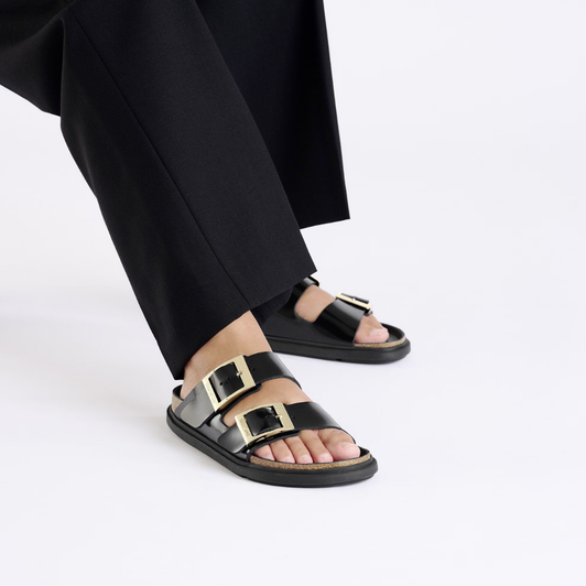 Birkenstock Arizona Droplet Buckle High Shine Black Narrow