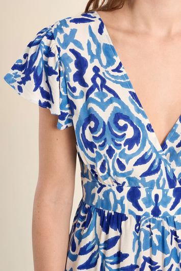 Molly Bracken Printed Tier Dress Blue Alizee