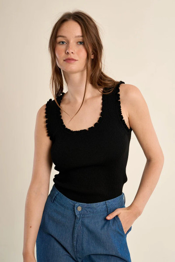 Molly Bracken Ruffle Tank Top Black