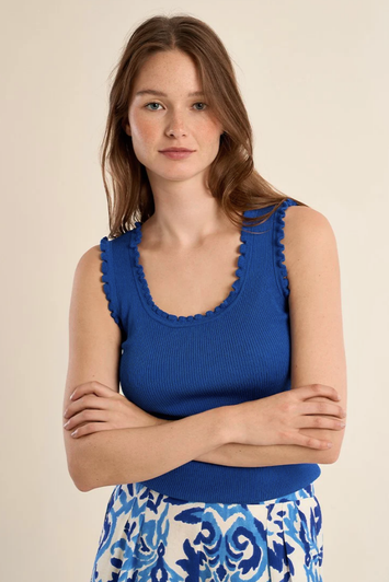 Molly Bracken Ruffle Tank Top Blue