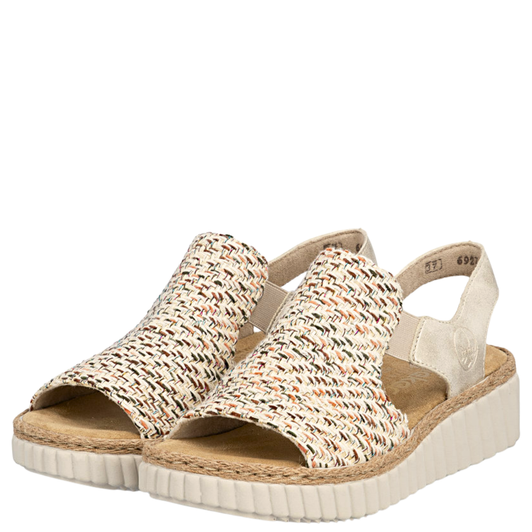 Rieker Rachel Woven Wedge Sandals White