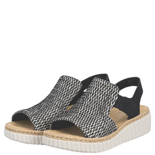 Rieker Rachel Woven Wedge Sandals Black