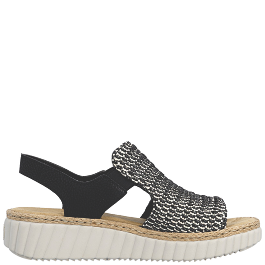 Rieker Rachel Woven Wedge Sandals Black