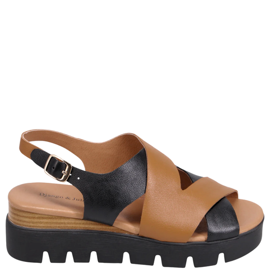 Django & Juliette Riku Wedges Black & Tan