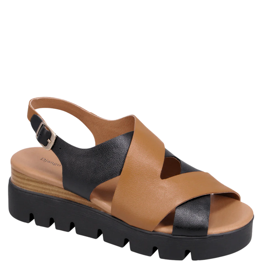 Django & Juliette Riku Wedges Black & Tan