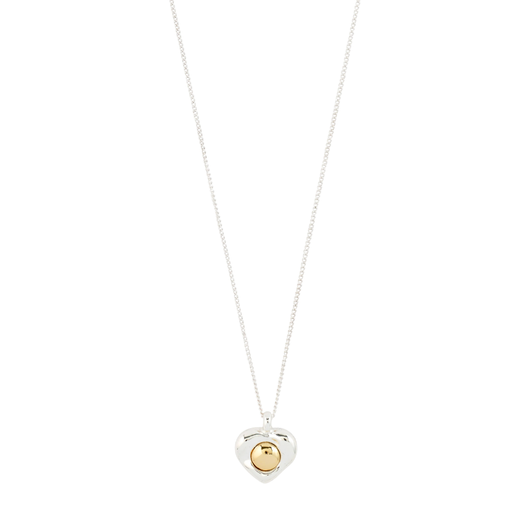 Pilgrim Nova Heart Two Tone Necklace Silver Plated