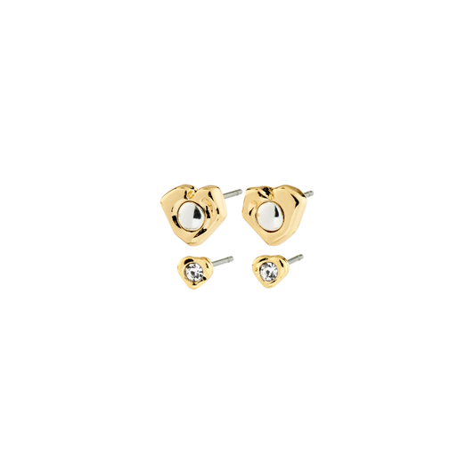 Pilgrim Nova Abstract Heart Earring Set Gold Plated