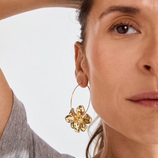 Pilgrim Lunith Large Flower Earrings Gold Plated