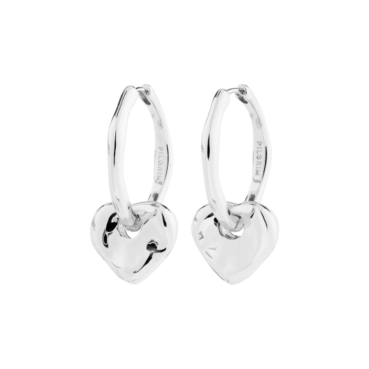 Pilgrim Nova Abstract Heart Hoops Silver Plated