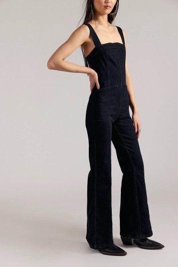 Free People Suns Out Bootcut Jumpsuit Black Knight