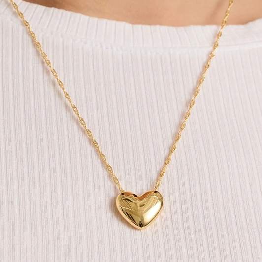 Pura Vida Puffy Heart Necklace Gold