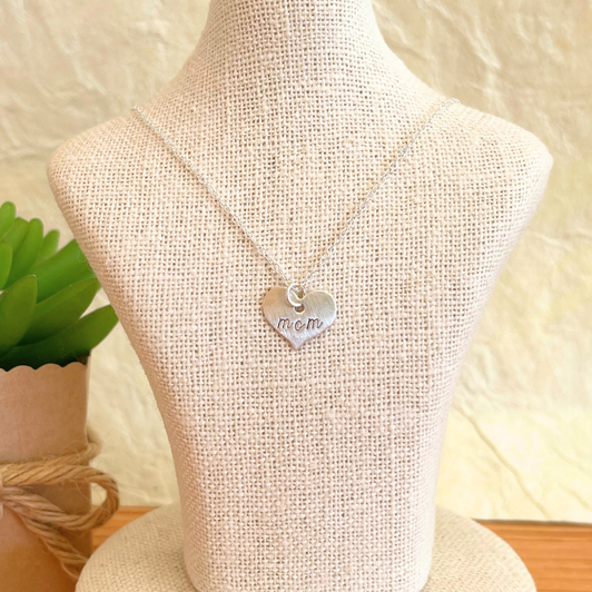 Andrea Waines Scripted Heart Necklace Mom