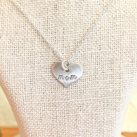 Andrea Waines Scripted Heart Necklace Mom