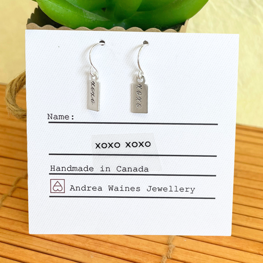 Andrea Waines Tiny Tag Earrings xoxo