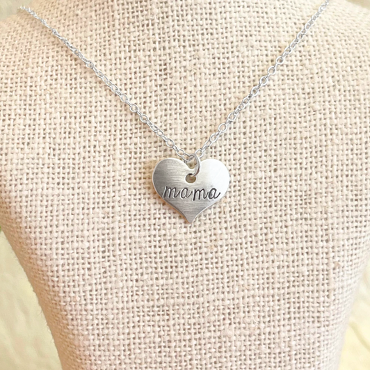 Andrea Waines Scripted Heart Necklace Mama