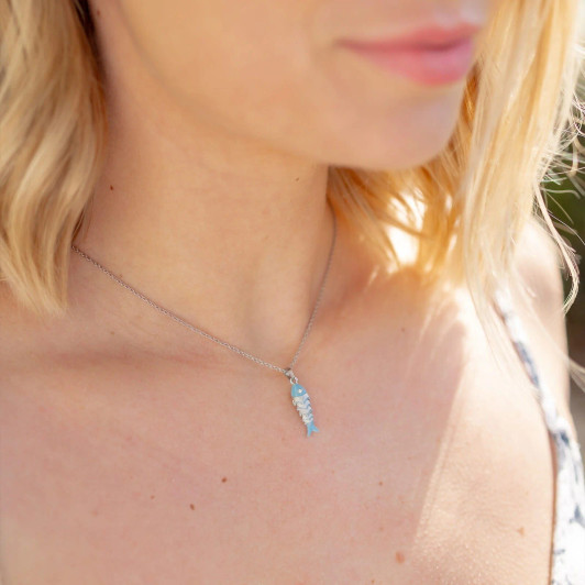 Pura Vida Koi Pendant Necklace Blue/Silver