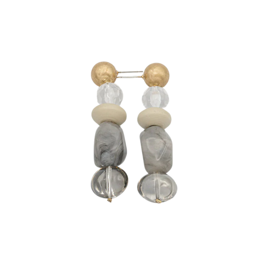 Caracol Glass & Epoxy Bead Earrings Grey