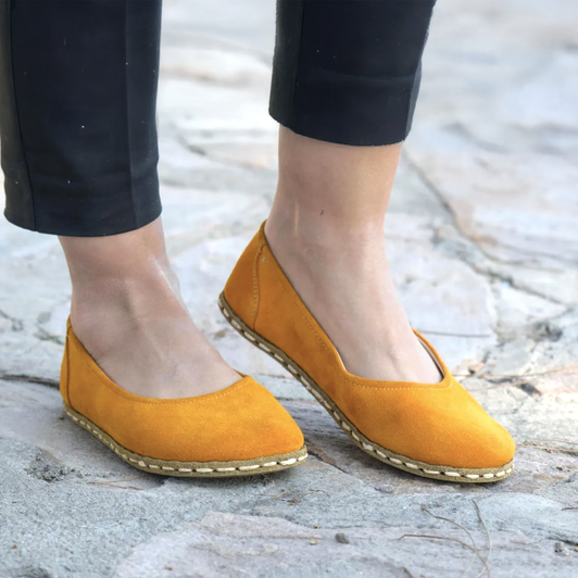 Monstera Ballet Flats Yellow Suede