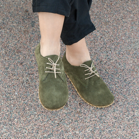 Monstera Oxfords Green Suede