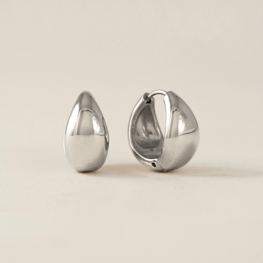 Lover's Tempo Oval Puff Hoops Silver