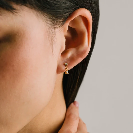 Lover's Tempo Sol CZ Drop Studs Gold