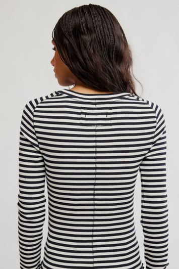 Free People Easy Does It Striped Tee Black and White Combo