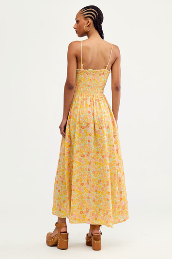 Free People Sweet Nothings Midi Dress Lemon Icing Combo