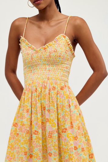 Free People Sweet Nothings Midi Dress Lemon Icing Combo