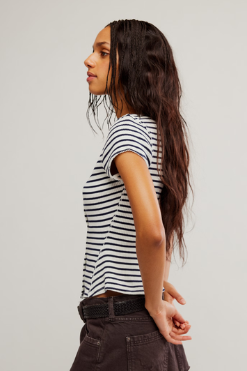 Free People Most Wanted Striped Cotton Cardi Black & White