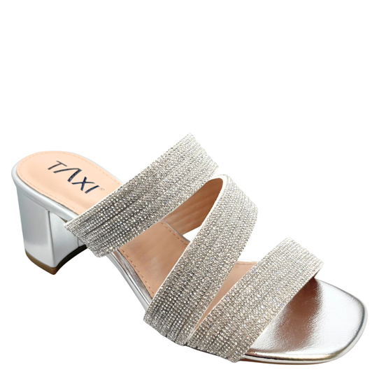 Taxi Florence-01 Sparkly Heels Silver