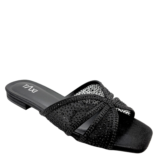Taxi Bella-02 Sparkly Slides Wide Width Black