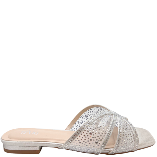 Taxi Bella-02 Sparkly Slides Wide Width Silver