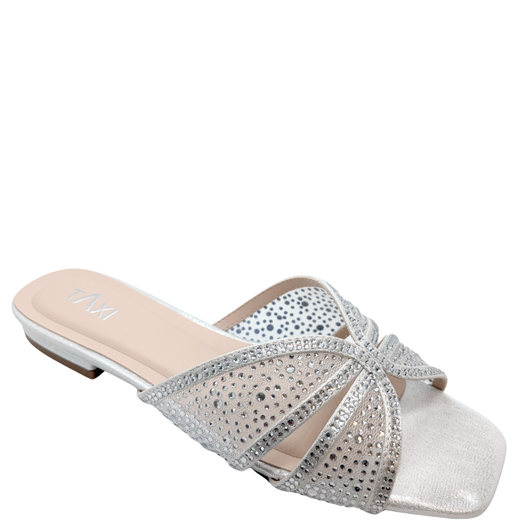 Taxi Bella-02 Sparkly Slides Wide Width Silver