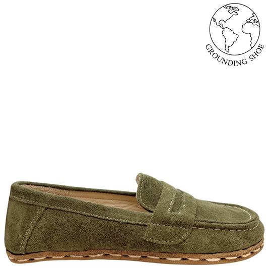 Monstera Loafers Green Suede