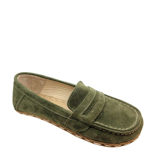 Monstera Loafers Green Suede