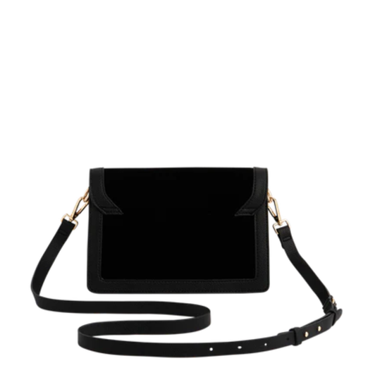 Fable Botanical Embroidered Foldover Bag Black Velvet