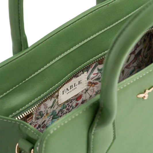 Fable Structured Tote Bag Green Garden Floral
